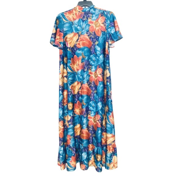 Vintage Granada Muu Muu Grandma Core Housecoat Mrs. Roper MuuMuu 1/4 Zip M - Picture 8 of 9